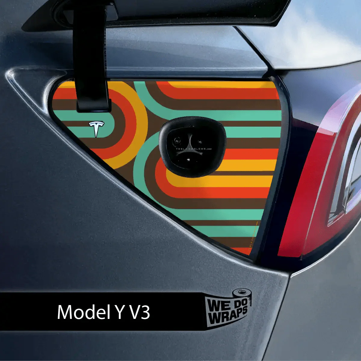 Retro Stripes Tesla Charge Port Wrap | Model Y