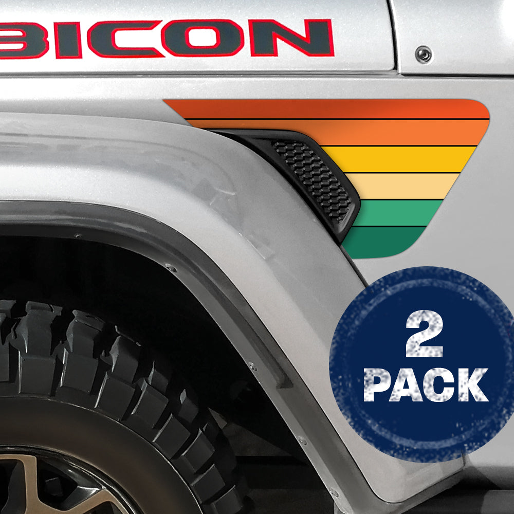 Retro Stripes 2pc Vinyl Fender Decal