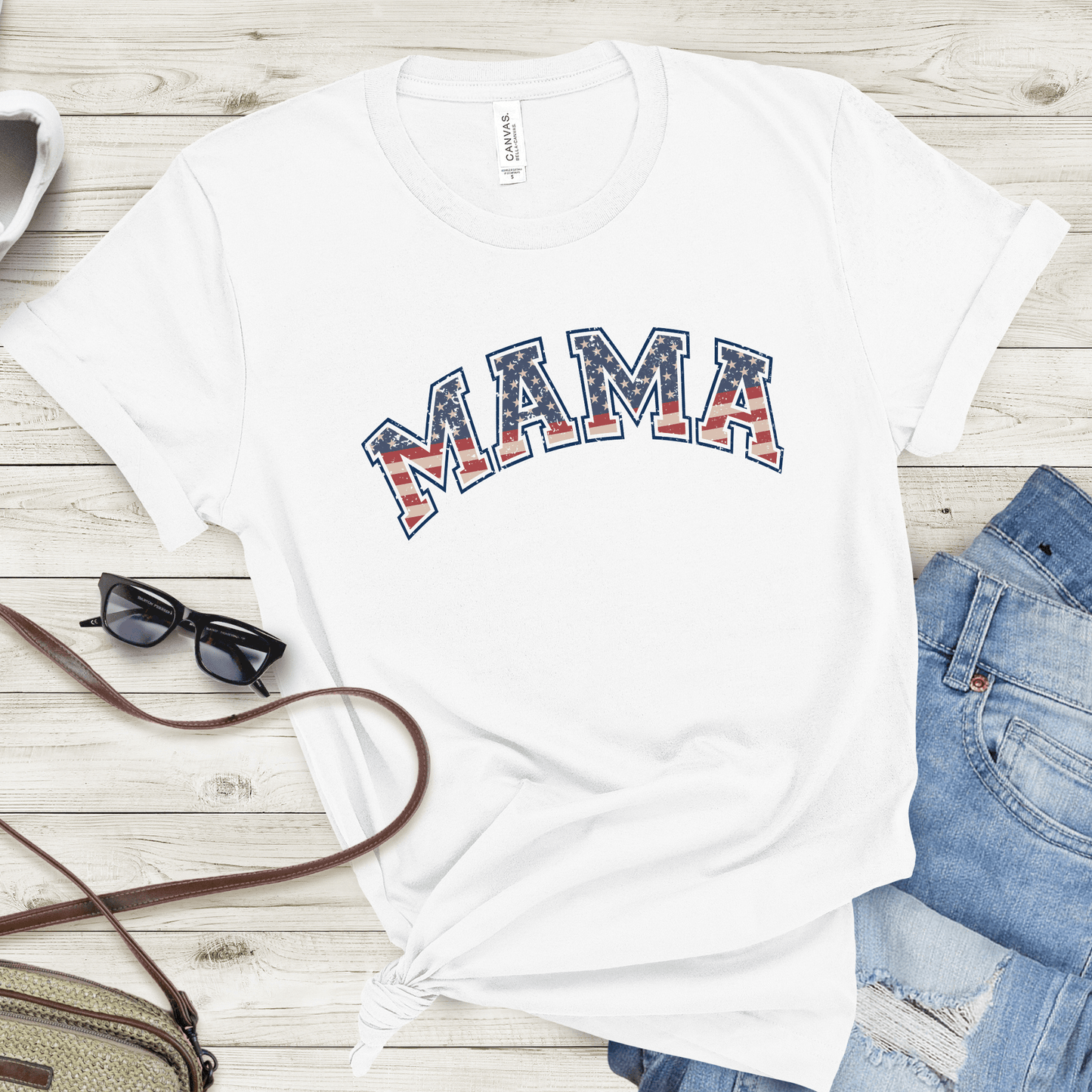 Retro Patriotic Mama Adult T-Shirt