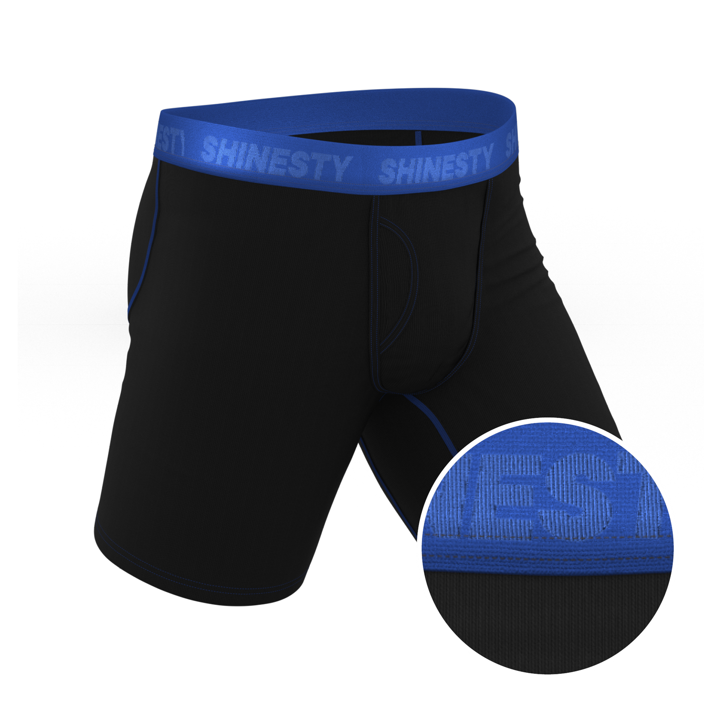 The Rhythm & Blues | Black and Blue Long Leg Ball Hammock® Pouch Underwear With Fly