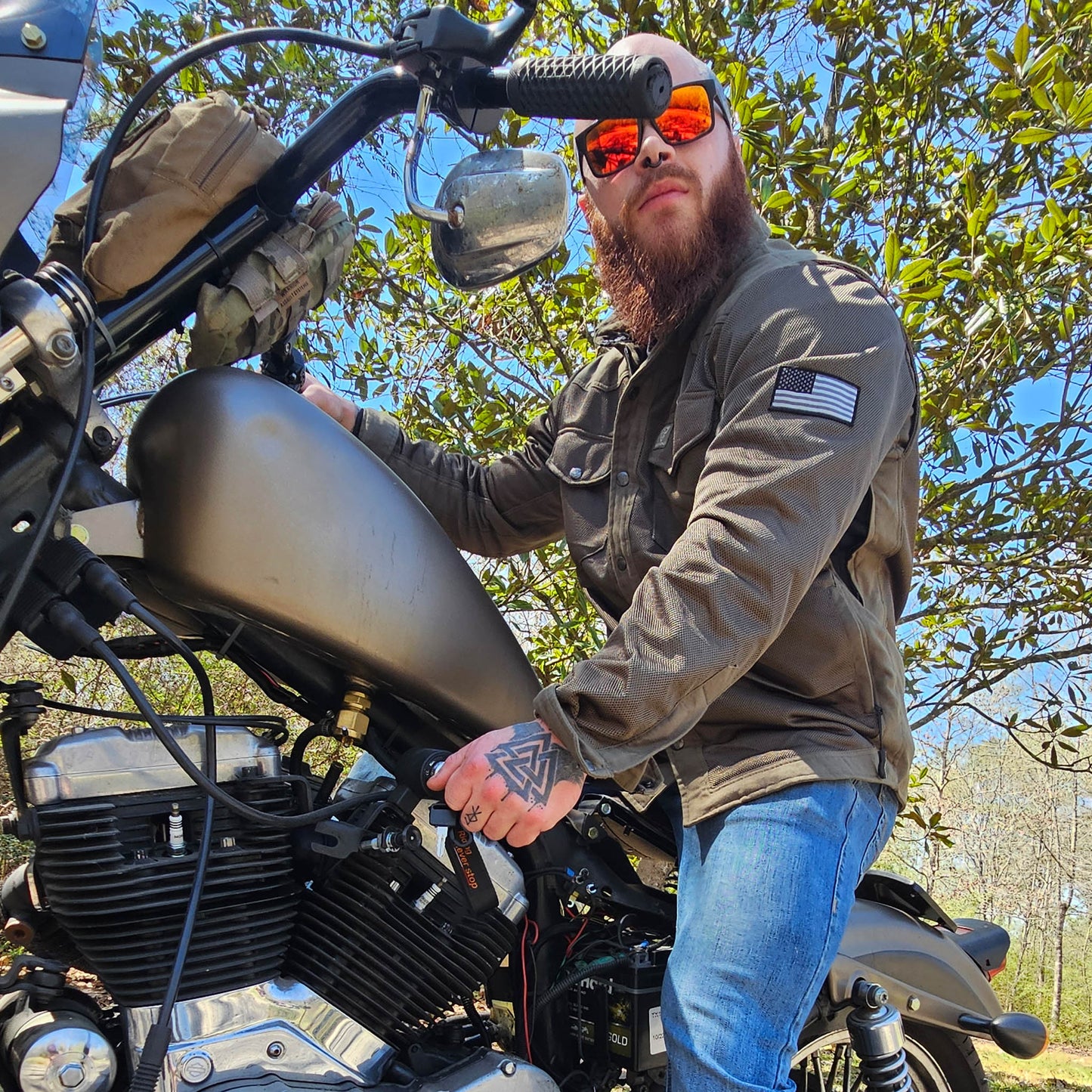 Protective Summer Mesh Shirt - Army Green Solid with Pads