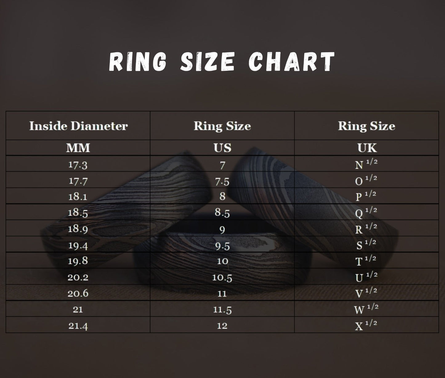 Eternal Harmony Damascus Steel Unity Ceremony Ring with Brass Line and Wood Inlay by KBS Knives Store