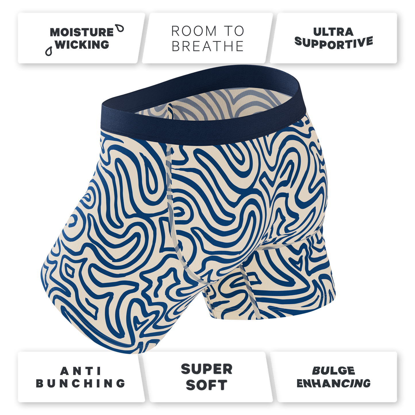 The Rio Grande | Abstract Navy Line Ball Hammock® Pouch Underwear