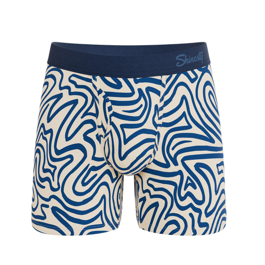 The Rio Grande | Abstract Navy Line Ball Hammock® Pouch Underwear With Fly