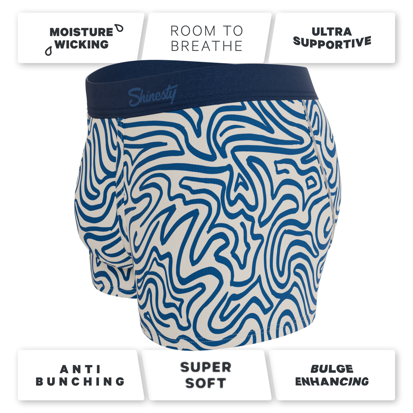 The Rio Grande | Abstract Navy Line Ball Hammock® Pouch Trunks Underwear