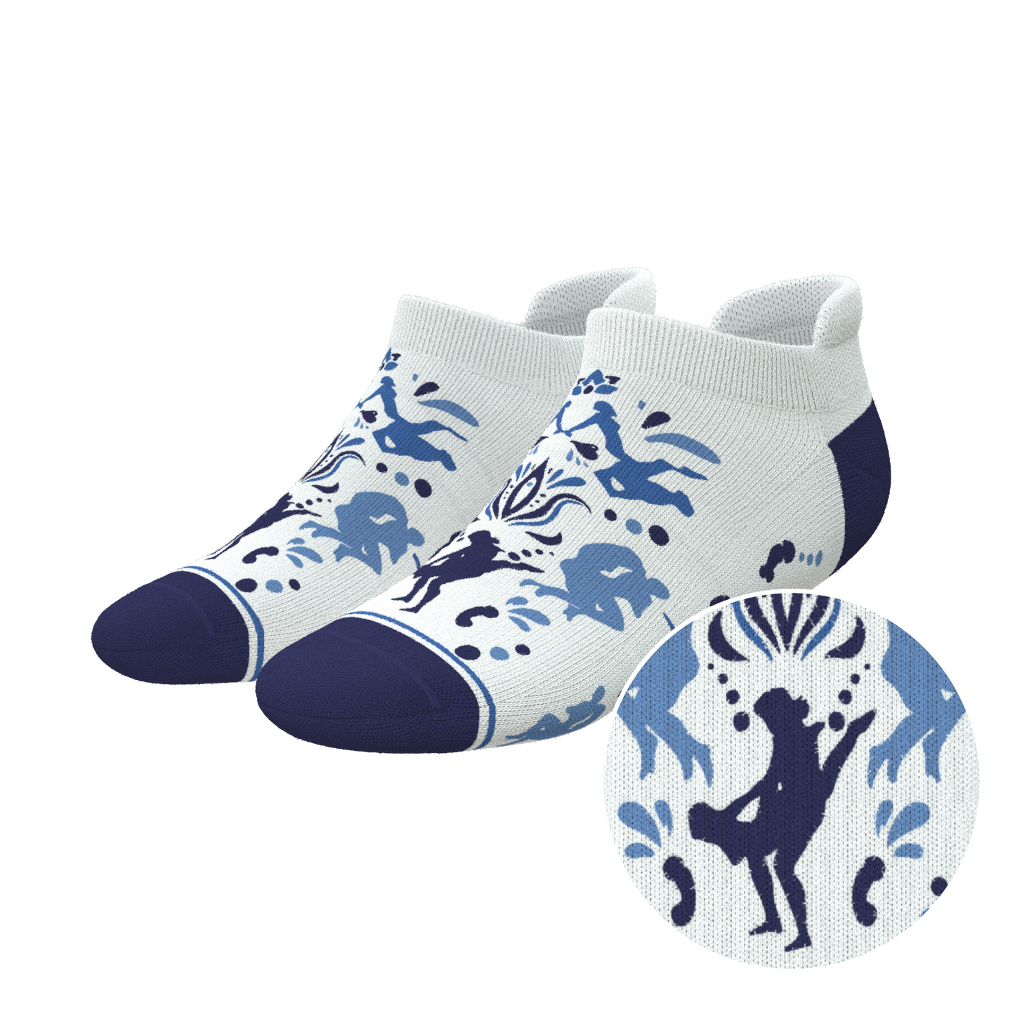 The Risqué Rorschach | Naughty Blue Willow Heel Hammock™ Ankle Socks