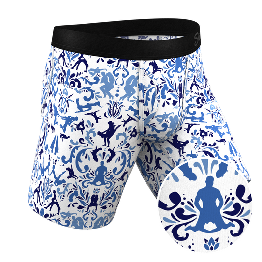 The Risqué Rorschach  | Blue Willow Long Leg Ball Hammock® Pouch Underwear With Fly