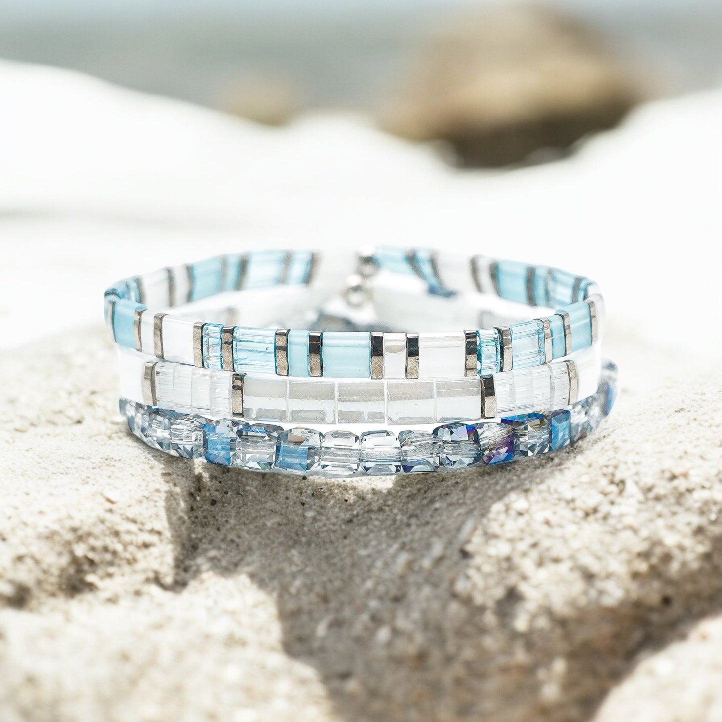 RIVER OF ICE - Tila Bead Bracelet Stack