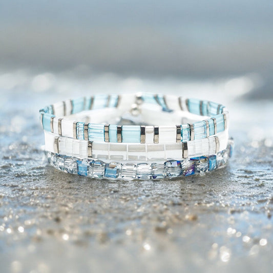 RIVER OF ICE - Tila Bead Bracelet Stack