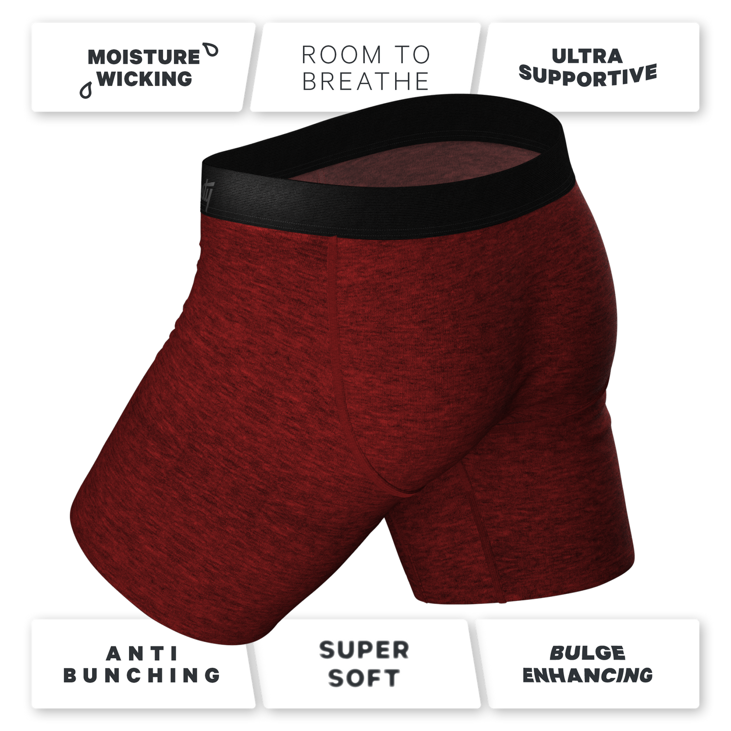 The Romeo | Red Heather Long Leg Ball Hammock® Pouch Underwear With Fly