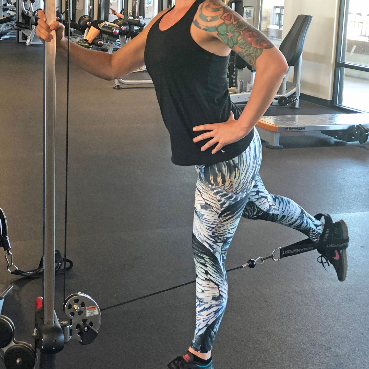 High Waist Non-Toxic Leggings, Turkey Feather Pattern