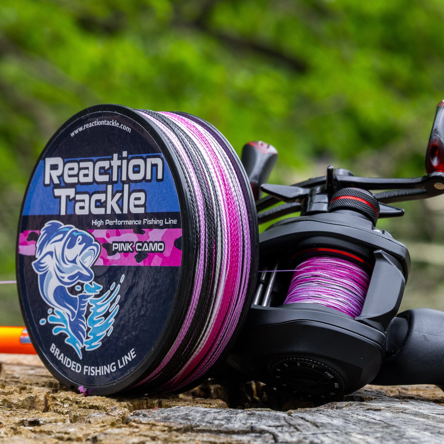 Reaction Tackle Braided Fishing Line - Pink Camo - NEW