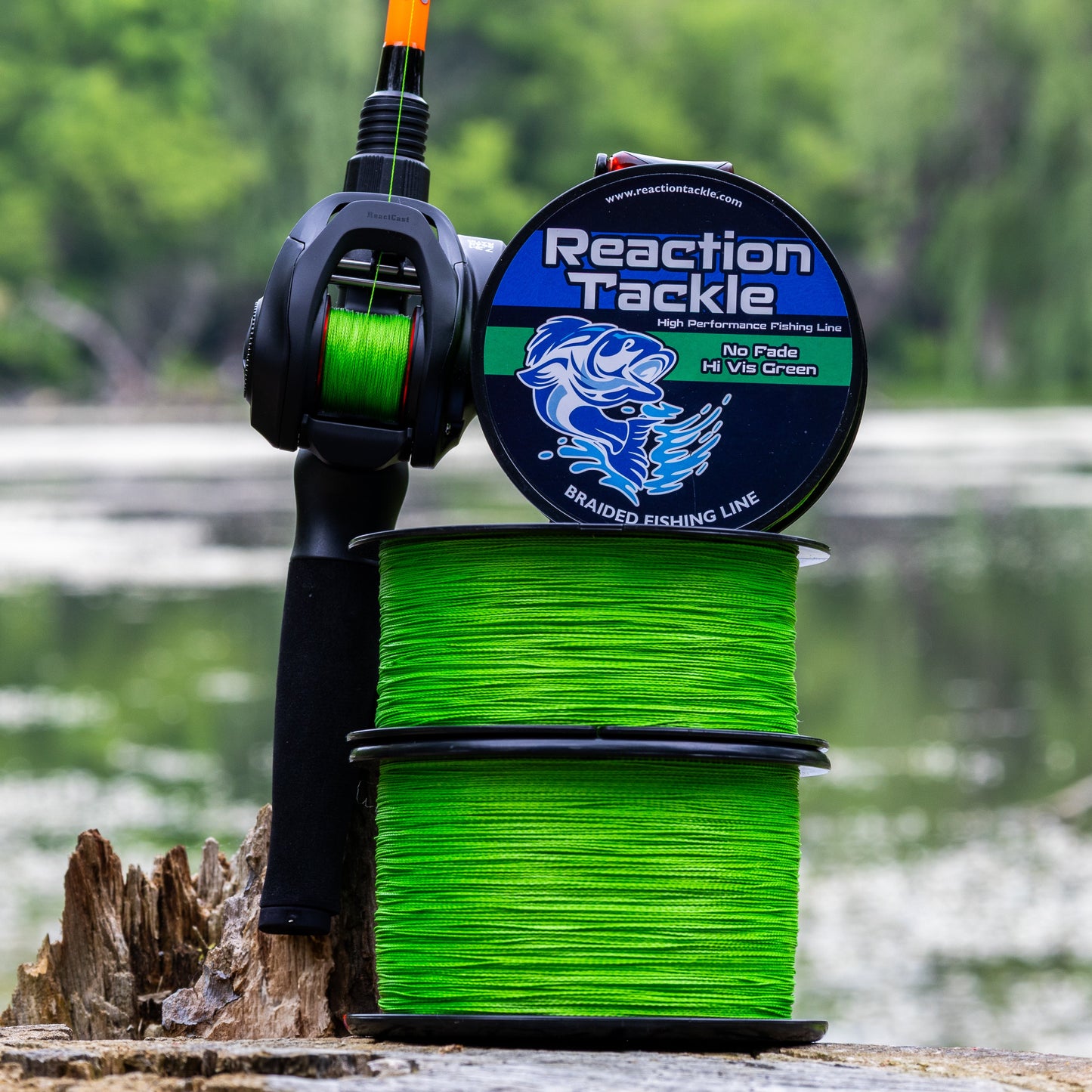 Reaction Tackle Braided Fishing Line - NO FADE Hi Vis Green - NEW