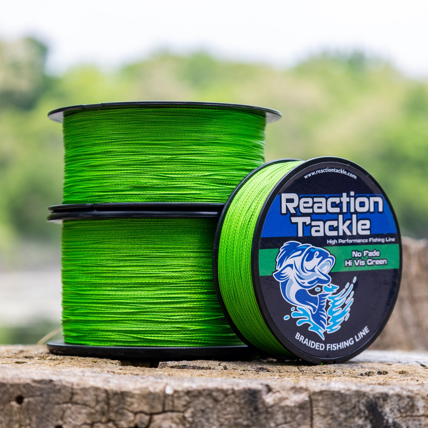 Reaction Tackle Braided Fishing Line - NO FADE Hi Vis Green