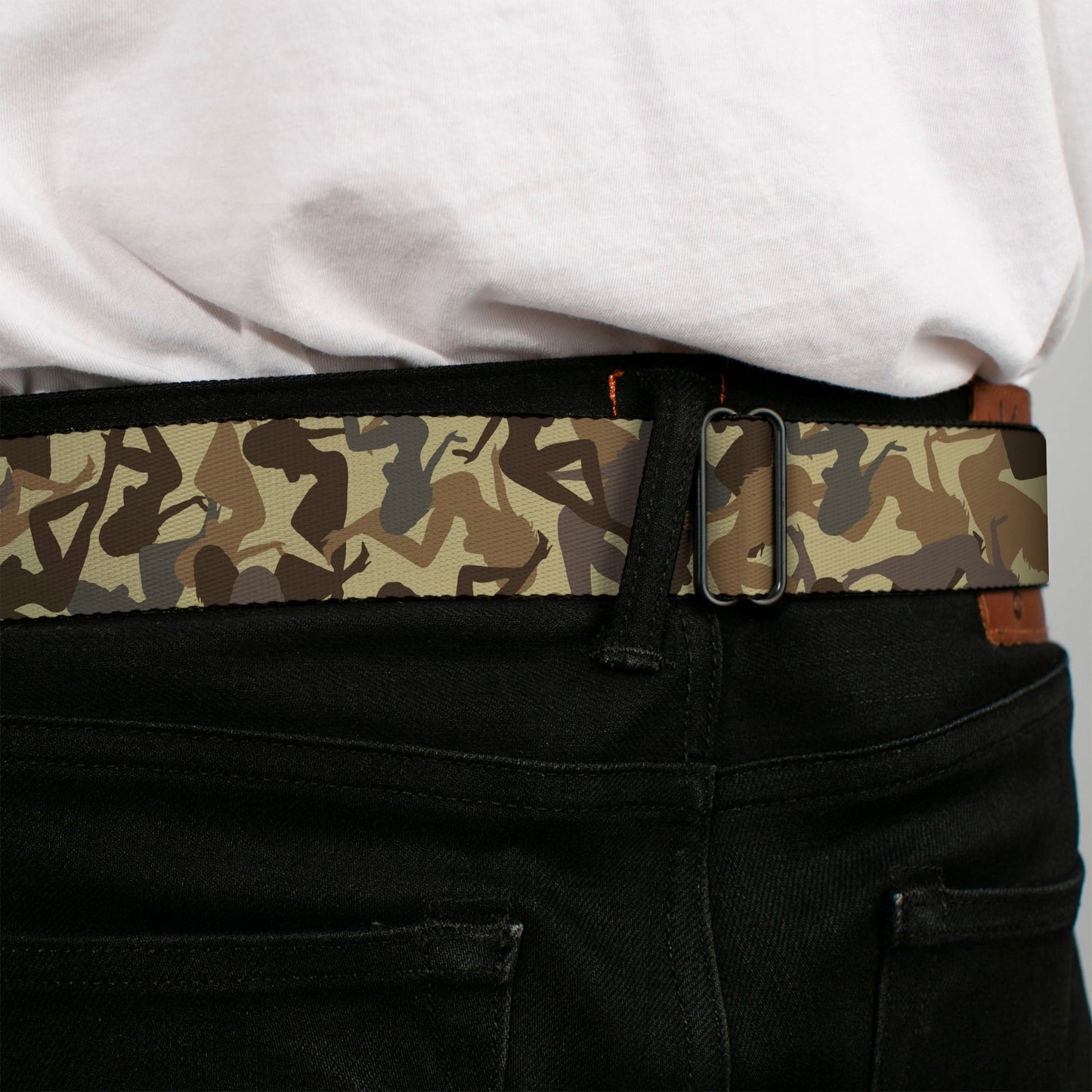 BD Wings Logo CLOSE-UP Full Color Black Silver Seatbelt Belt - Mud Flap Girls Camo Browns Webbing