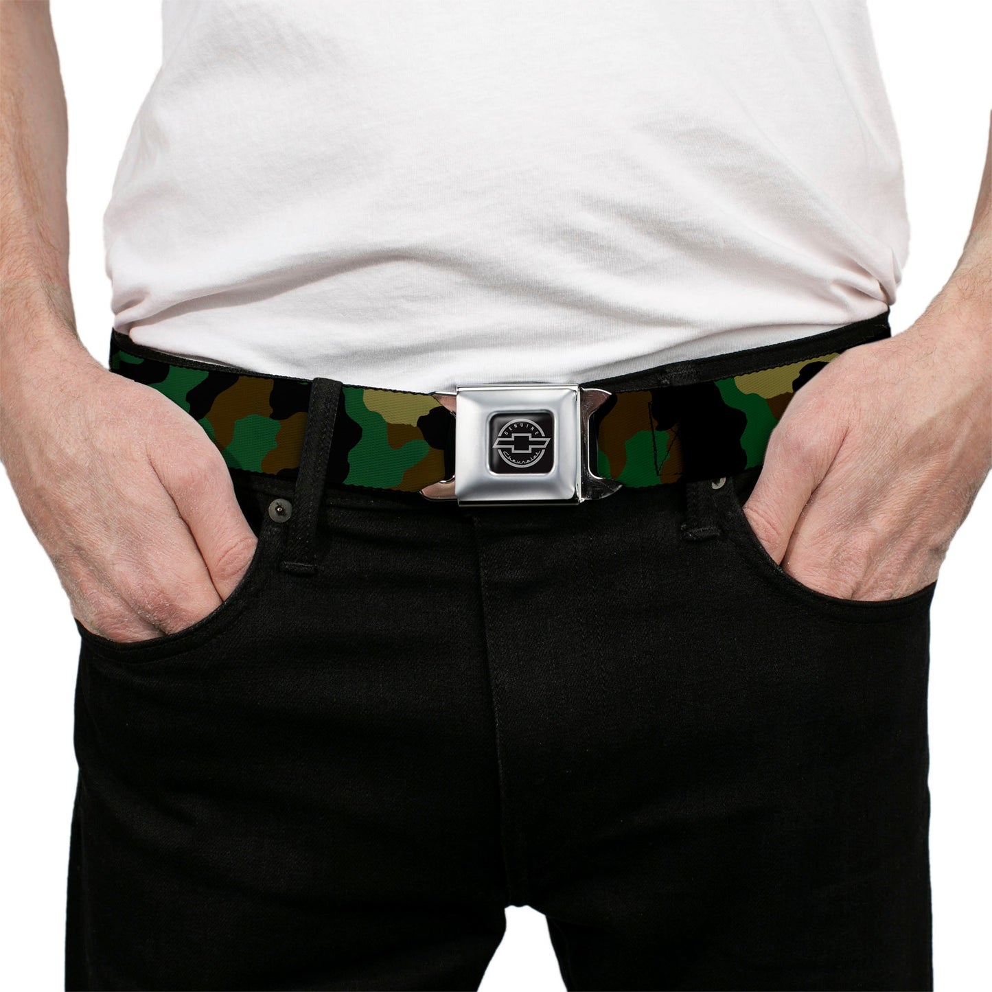 Chevy Seatbelt Belt - Camo Olive Webbing