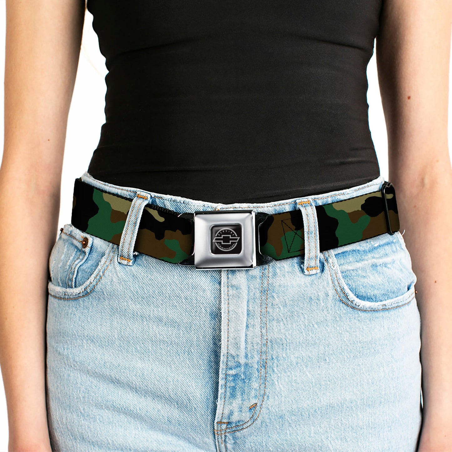 Chevy Seatbelt Belt - Camo Olive Webbing