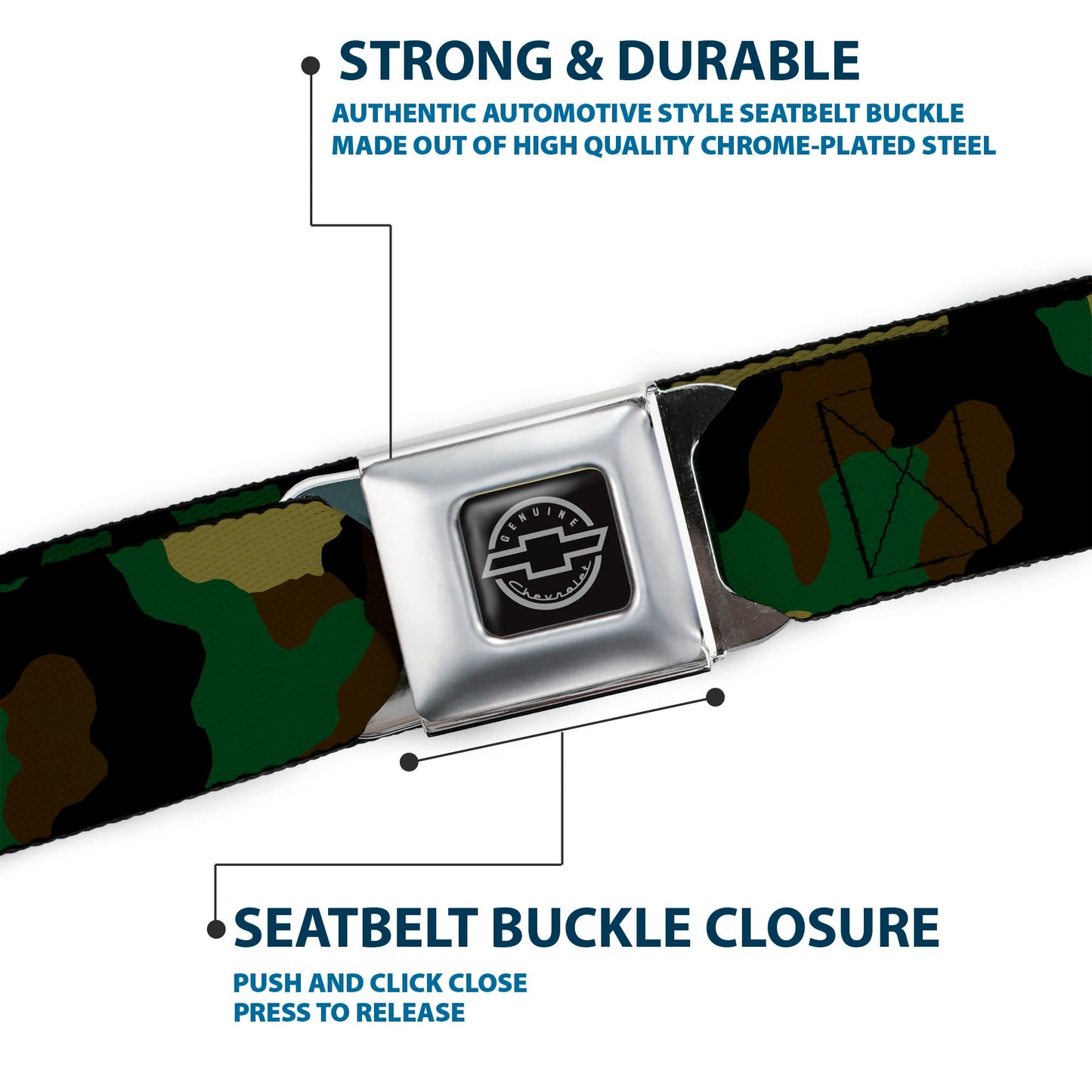 Chevy Seatbelt Belt - Camo Olive Webbing