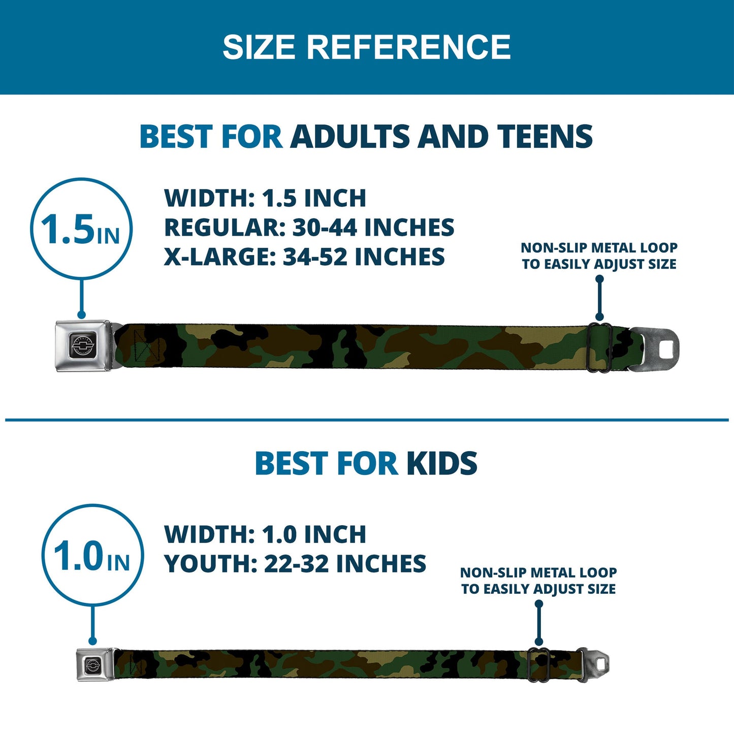 Chevy Seatbelt Belt - Camo Olive Webbing