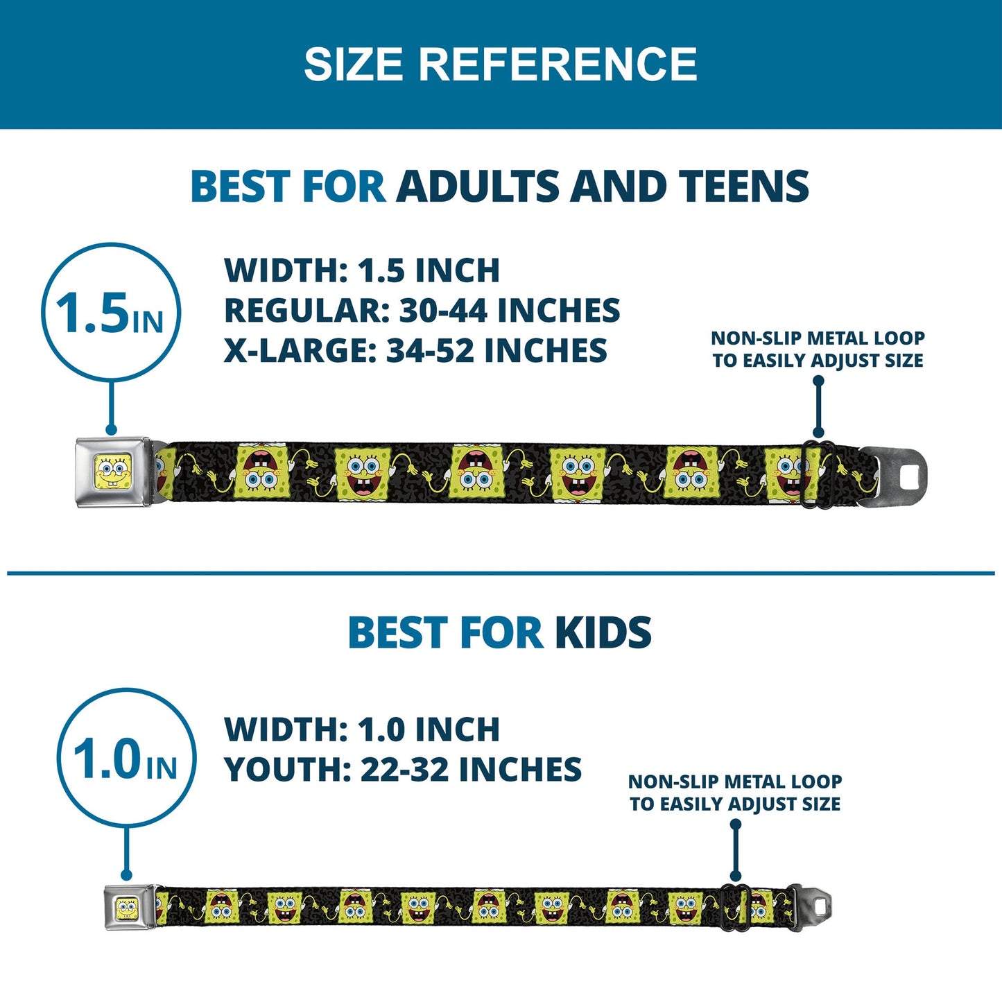 Sponge Bob Face CLOSE-UP Full Color Seatbelt Belt - SpongeBob Pose Flip/Camo Gray/Black Webbing