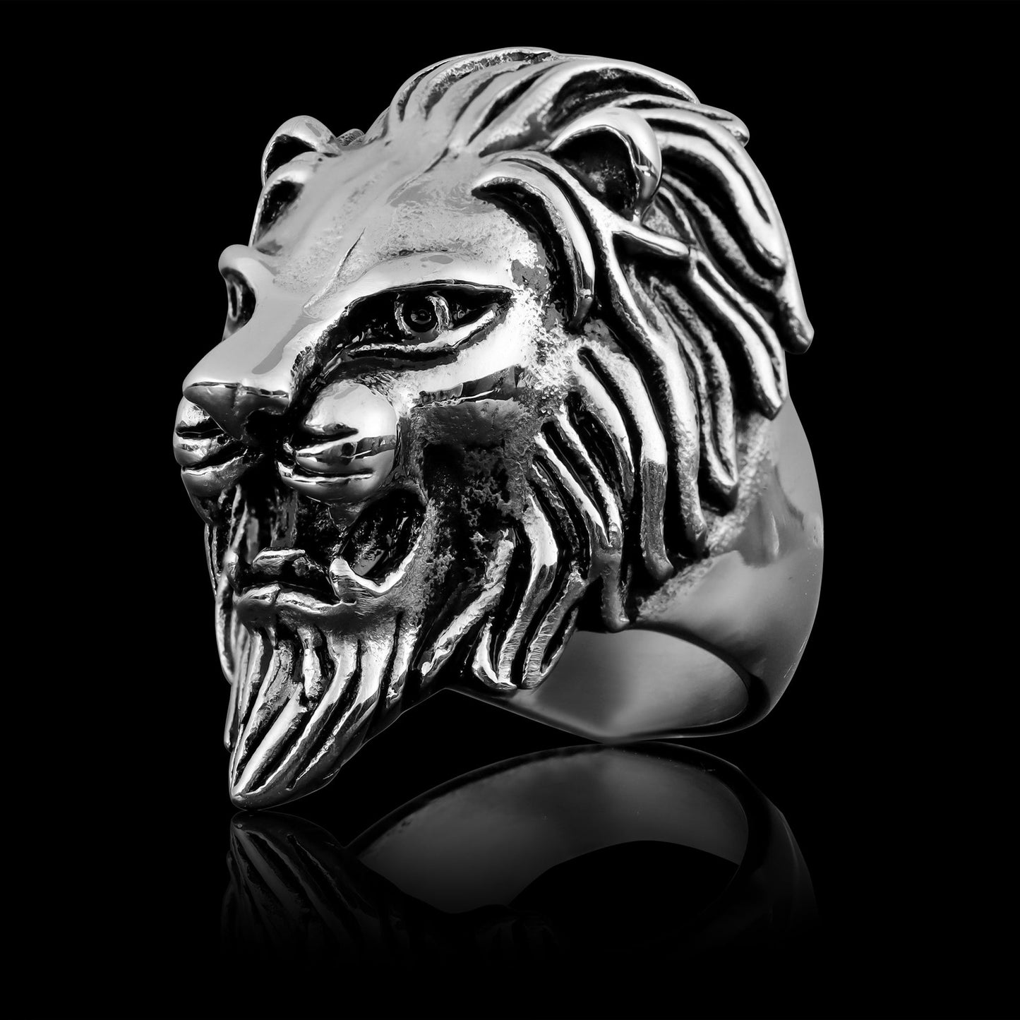 Stainless Steel Roaring Lion Ring
