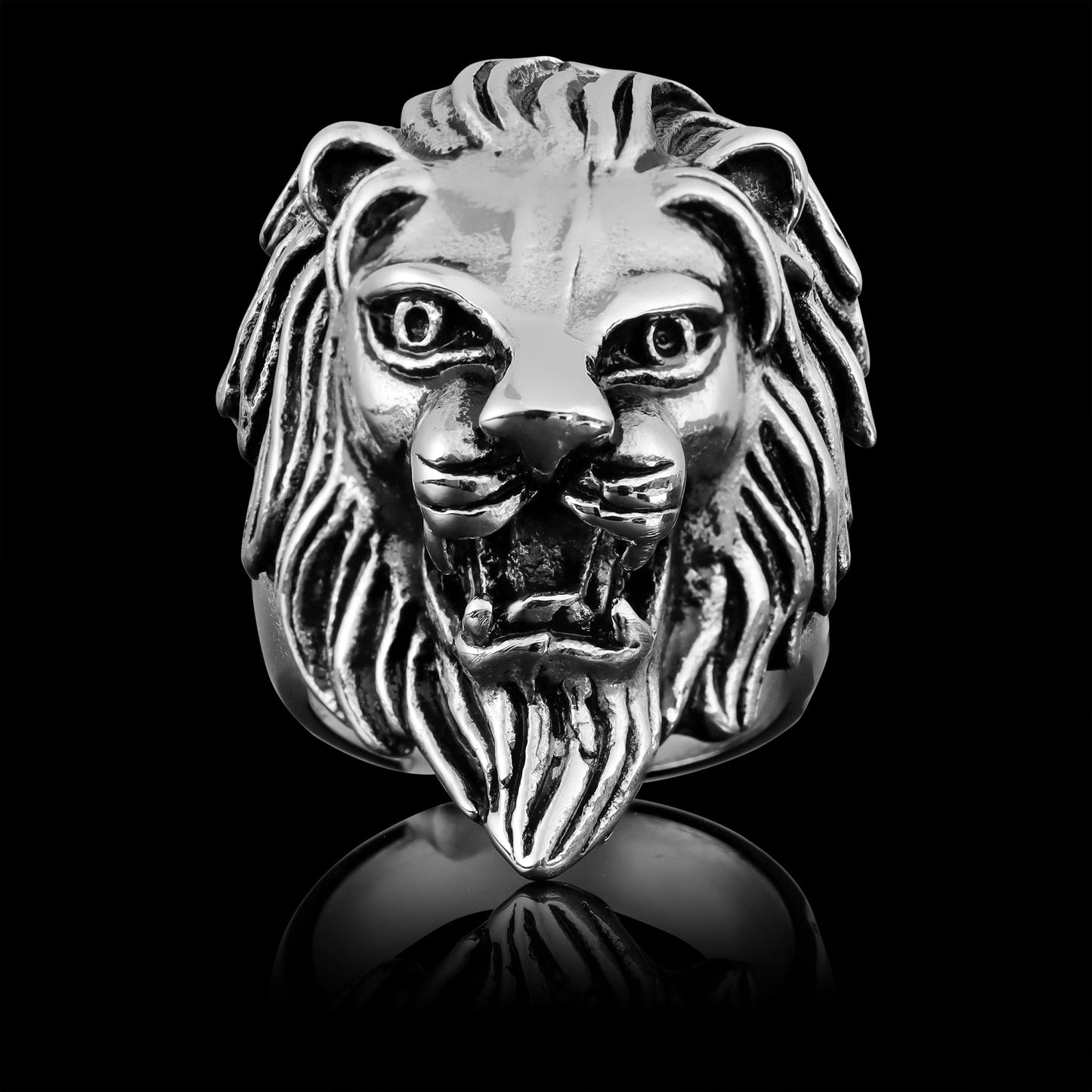Stainless Steel Roaring Lion Ring