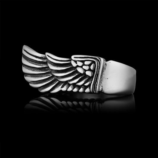 Stainless Steel Detailed Wing Ring