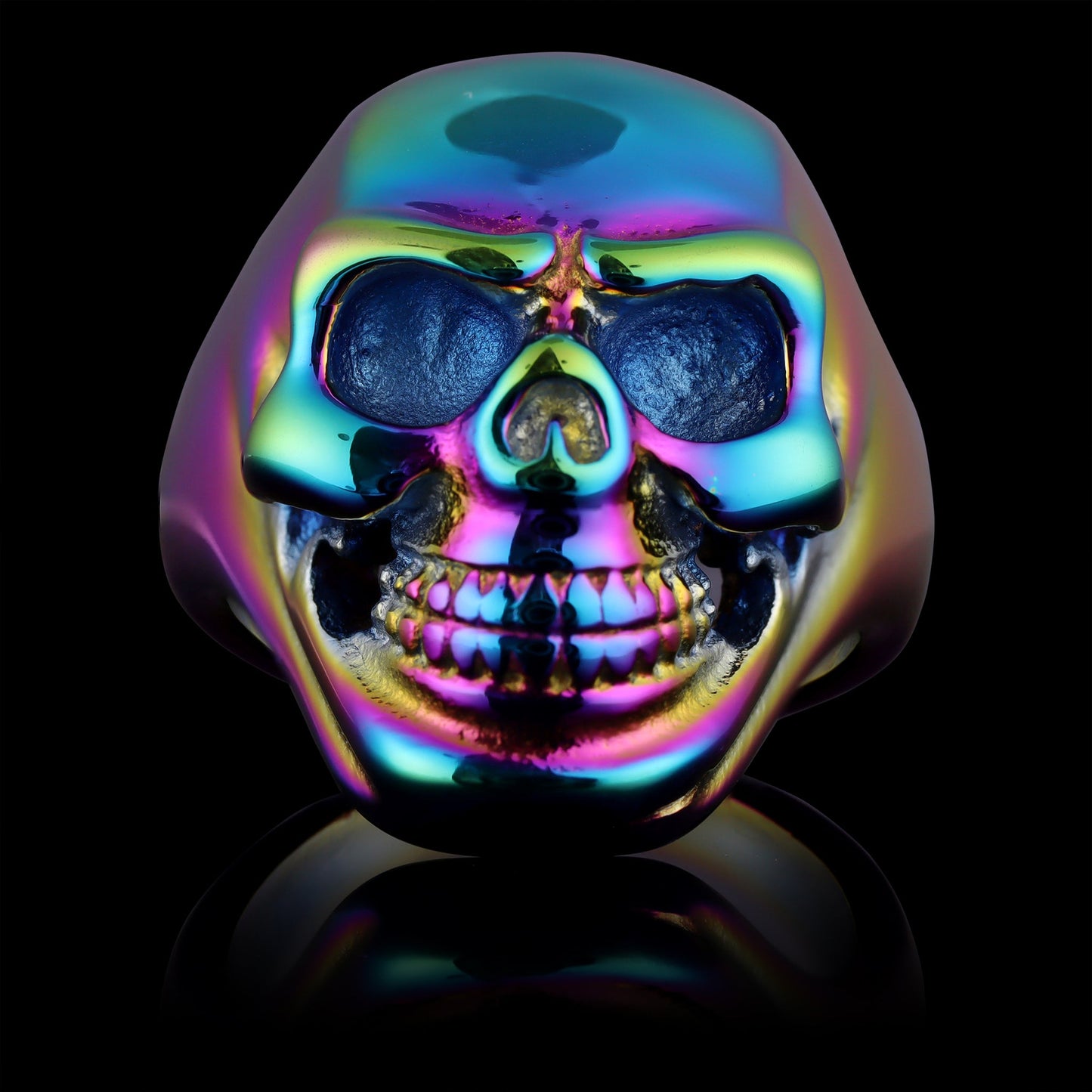 Stainless Steel Rainbow Skull Unisex Ring