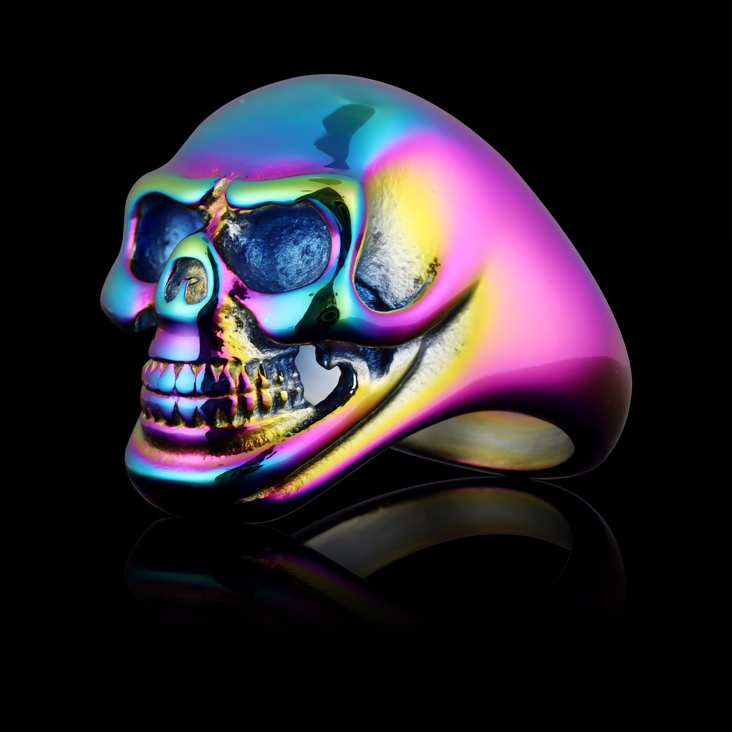 Stainless Steel Rainbow Skull Unisex Ring