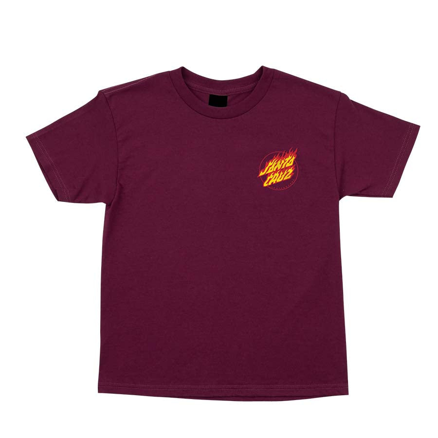 Santa Cruz Flame Hand Short Sleeve Youth T-Shirt - Burgundy