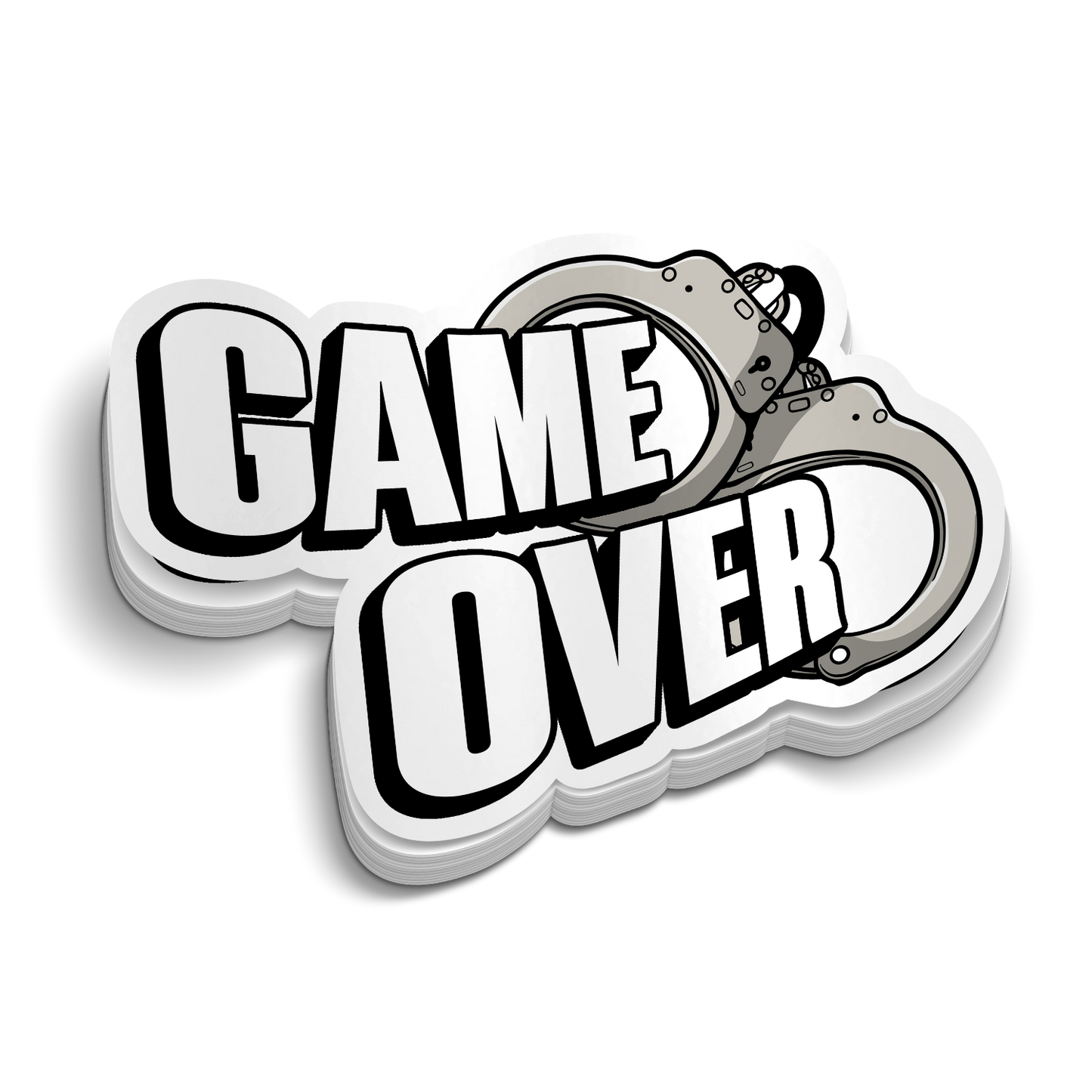 Game Over Hand Cuffs Police Sticker