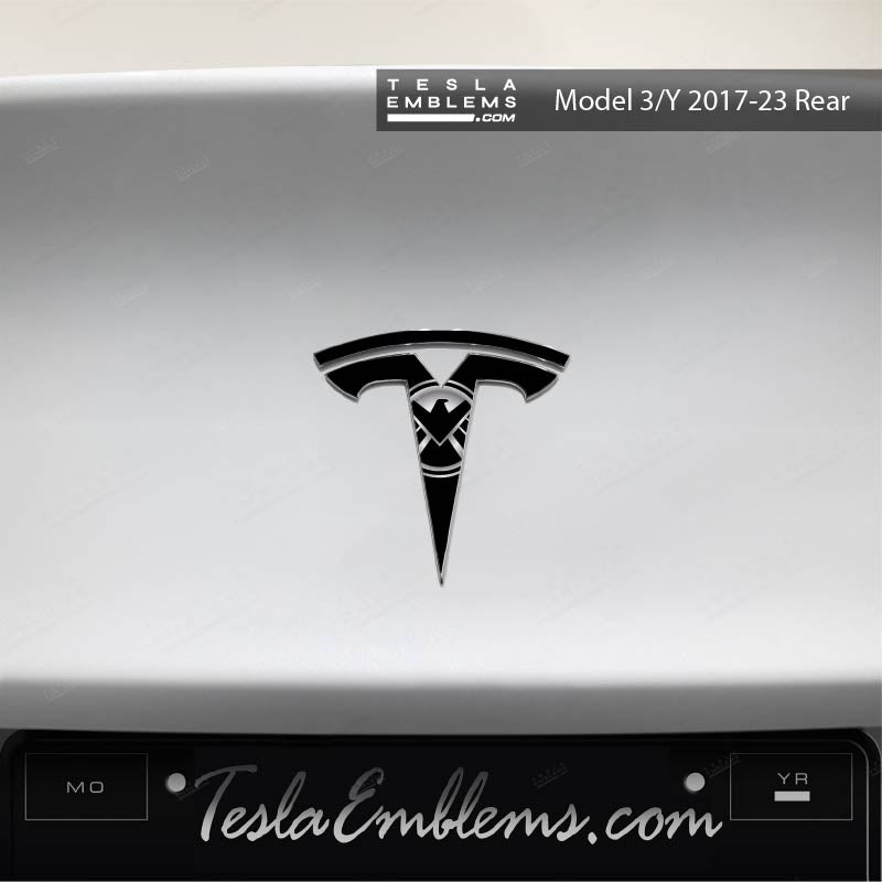 S.H.I.E.L.D. Tesla Emblem Decals (Front + Back) | Model 3
