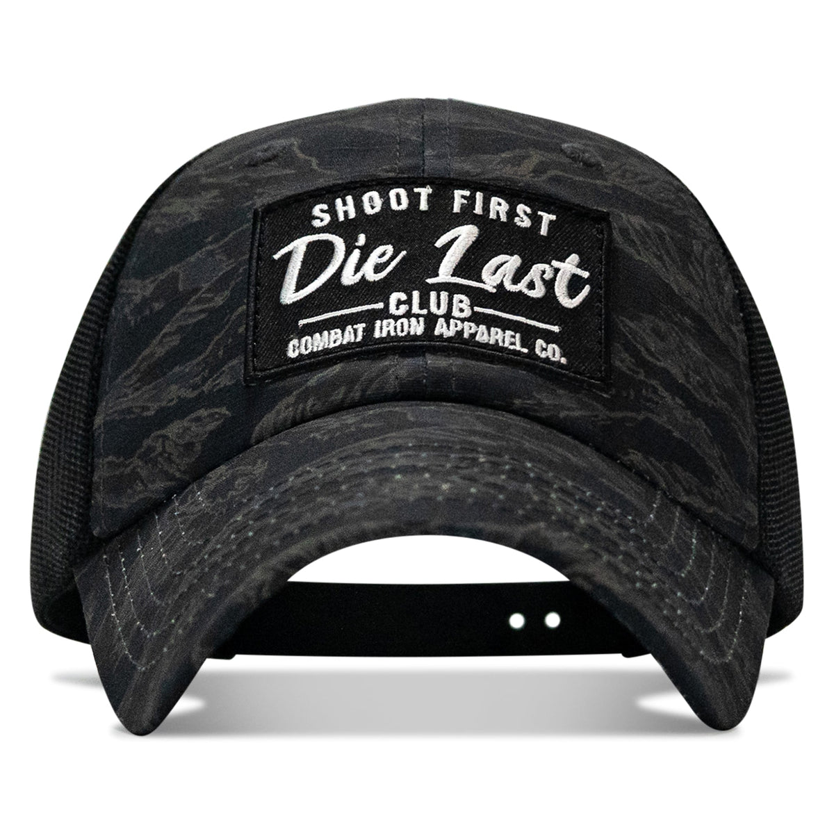 Shoot First. Die Last. Club Patch Tactical Ripstop Mesh Snapback Hat