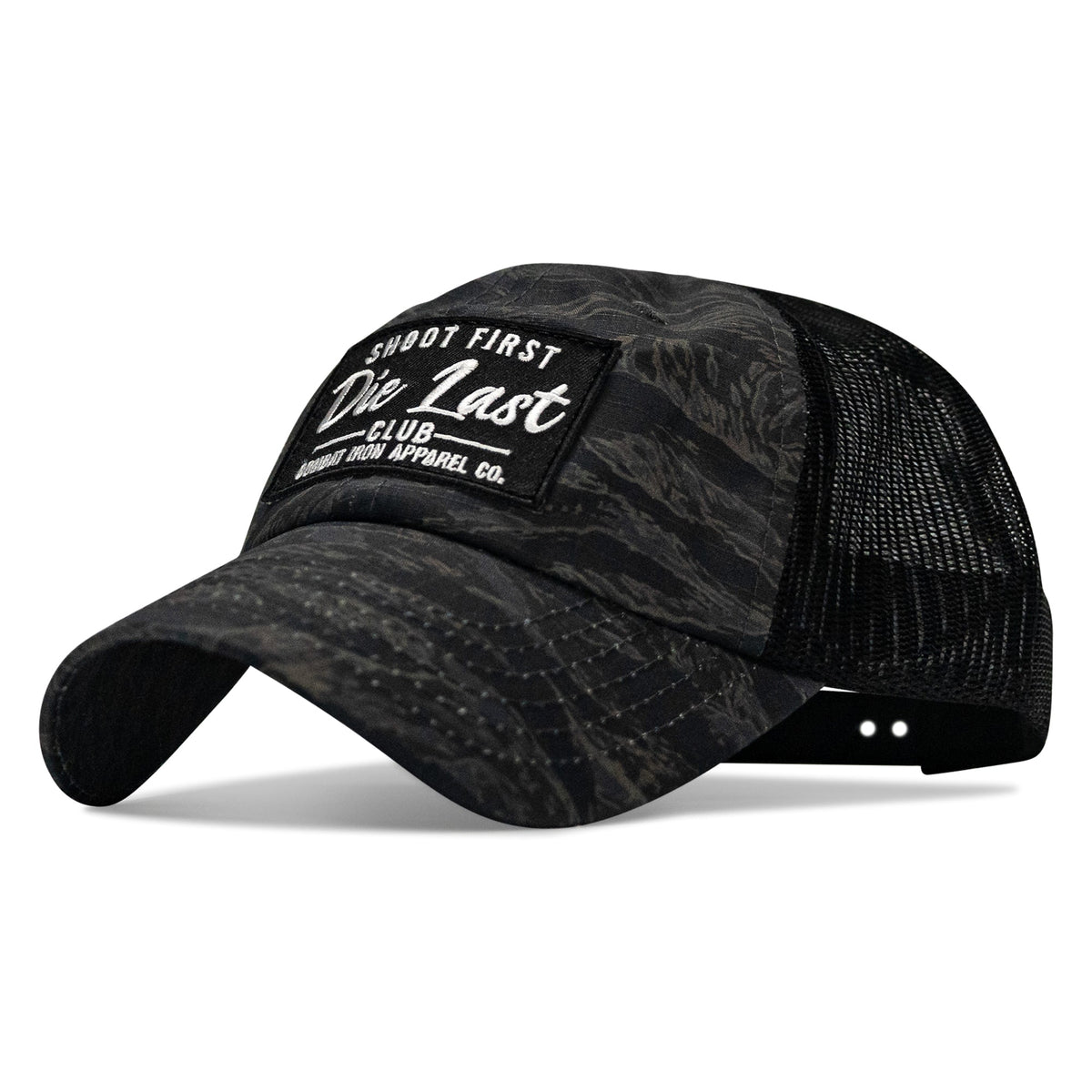 Shoot First. Die Last. Club Patch Tactical Ripstop Mesh Snapback Hat