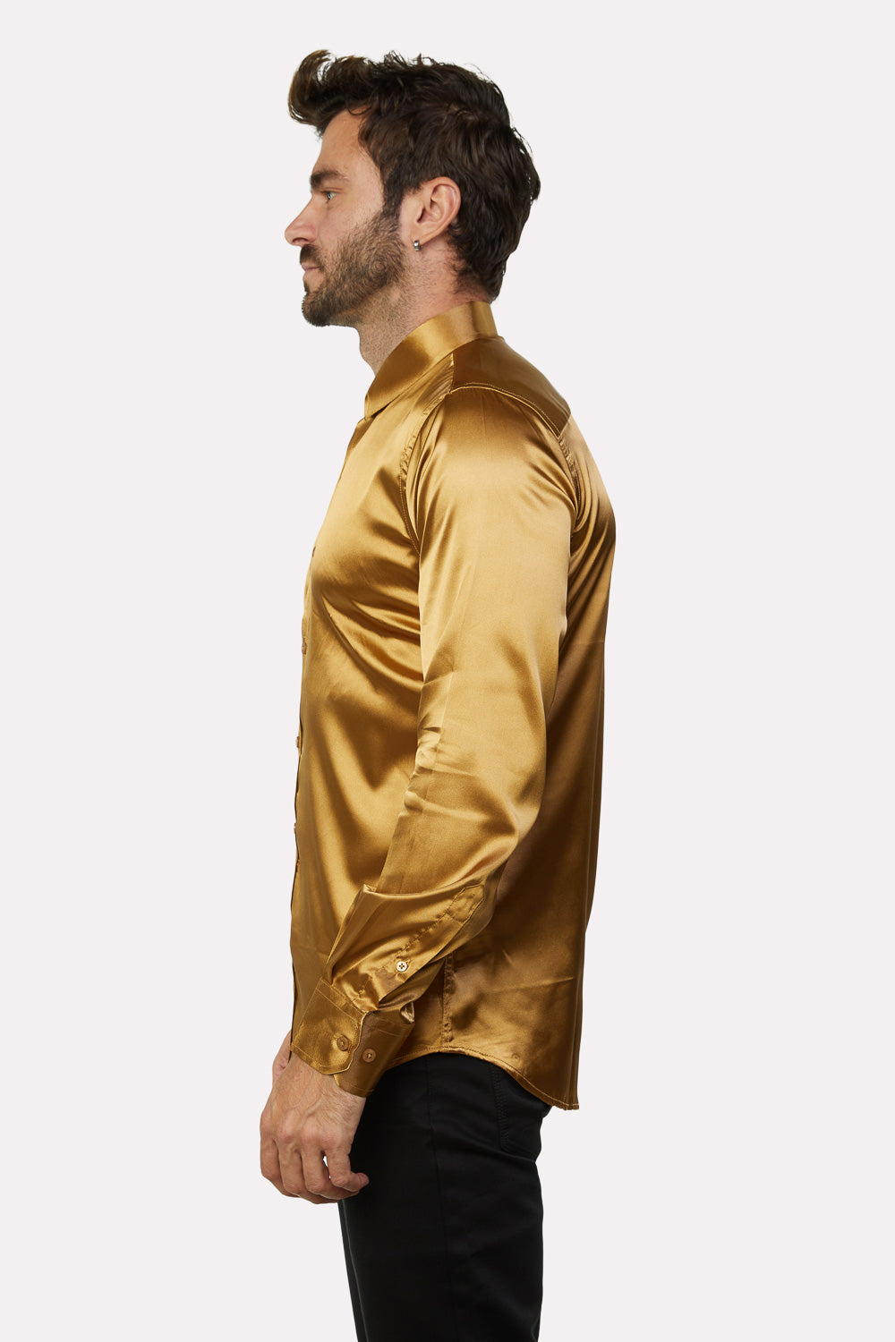 Men's Satin Gold Dress Shirt