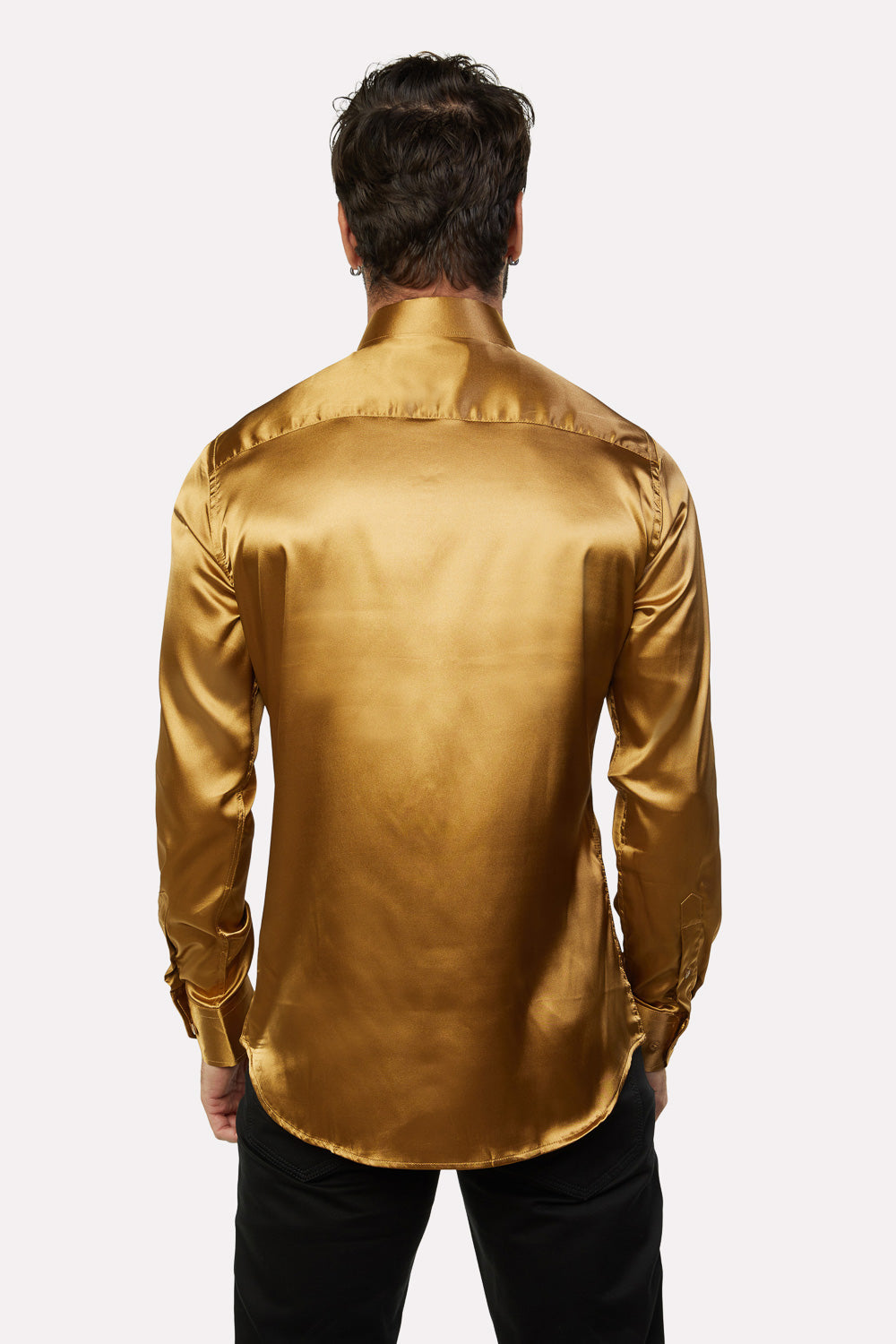 Men's Satin Gold Dress Shirt