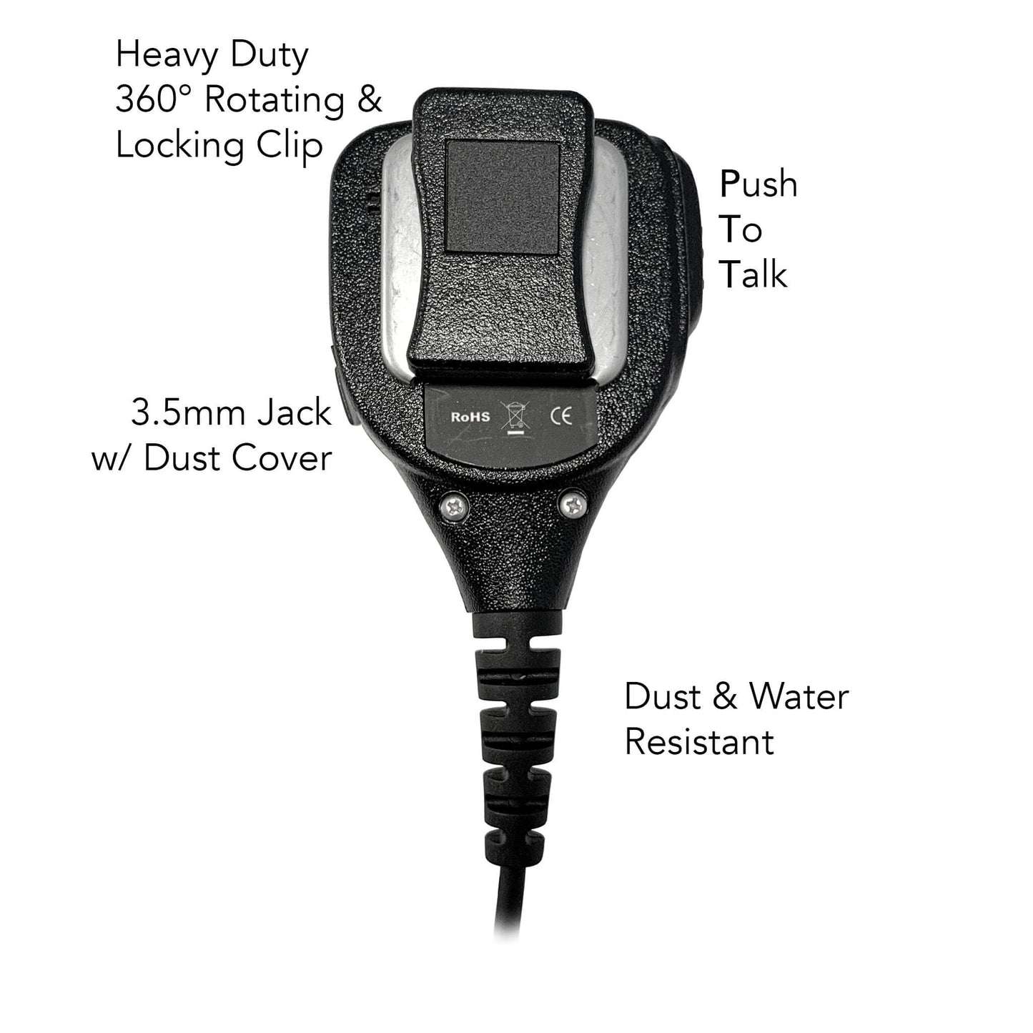 Straight Cable Loud Speaker Hand Mic w/ Quick Disconnect (Hirose) Connector - EF Johnson VP5000 VP6000 VP8000 Series