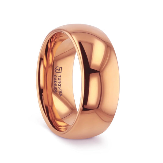 SOL Traditional Domed Rose Gold–Plated Tungsten Carbide Wedding Ring, 4mm–8mm