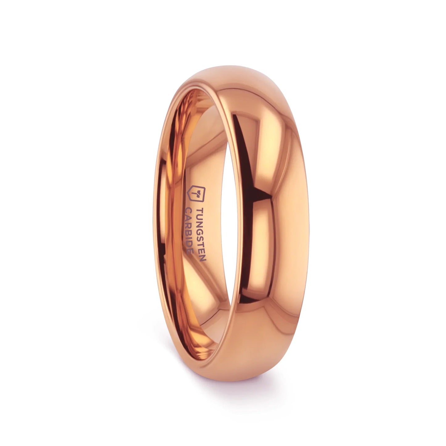 SOL Traditional Domed Rose Gold–Plated Tungsten Carbide Wedding Ring, 4mm–8mm