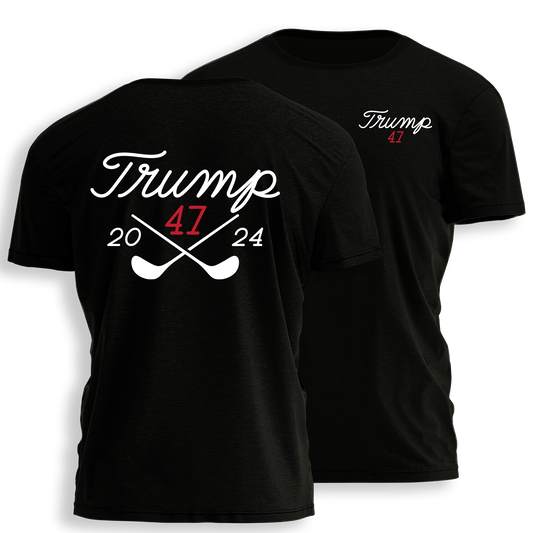 Trump 47 Black Golf Shirt Tee - 2045