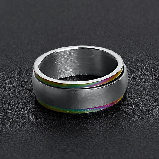 Rainbow Edge Spinner Unisex Ring