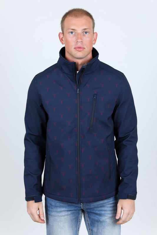 Mens Aztec Softshell Water-Resistant Jacket - Navy