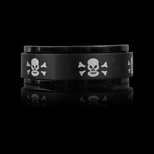 Black & White Skull Spinner Ring