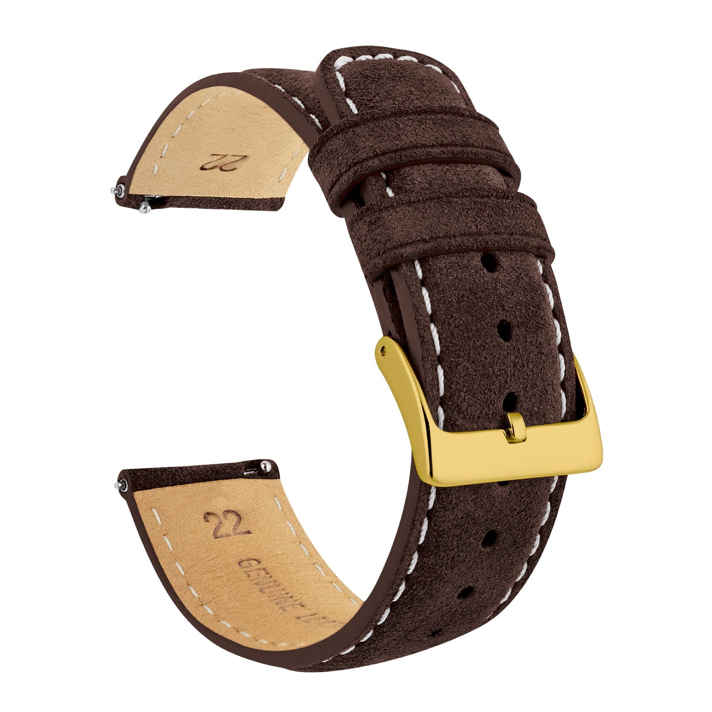Root Brown Italian Suede Beige Stitching Watch Band