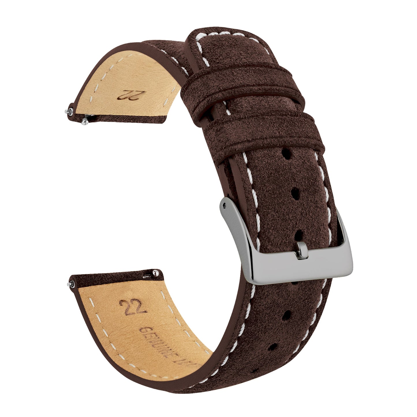 Root Brown Italian Suede Beige Stitching Watch Band