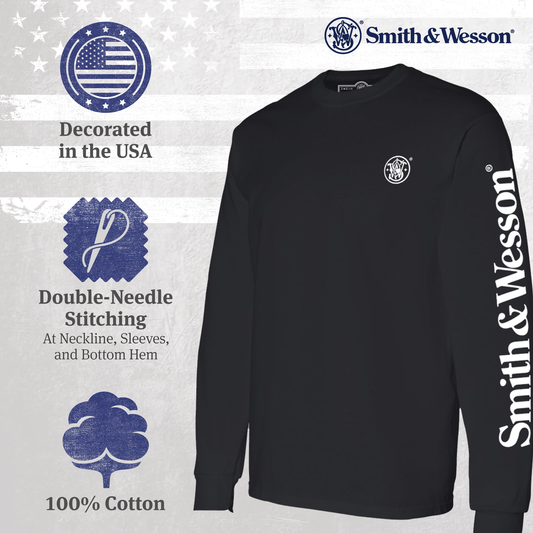 Smith & Wesson® Long Sleeve Tee with Arm Logo in Black