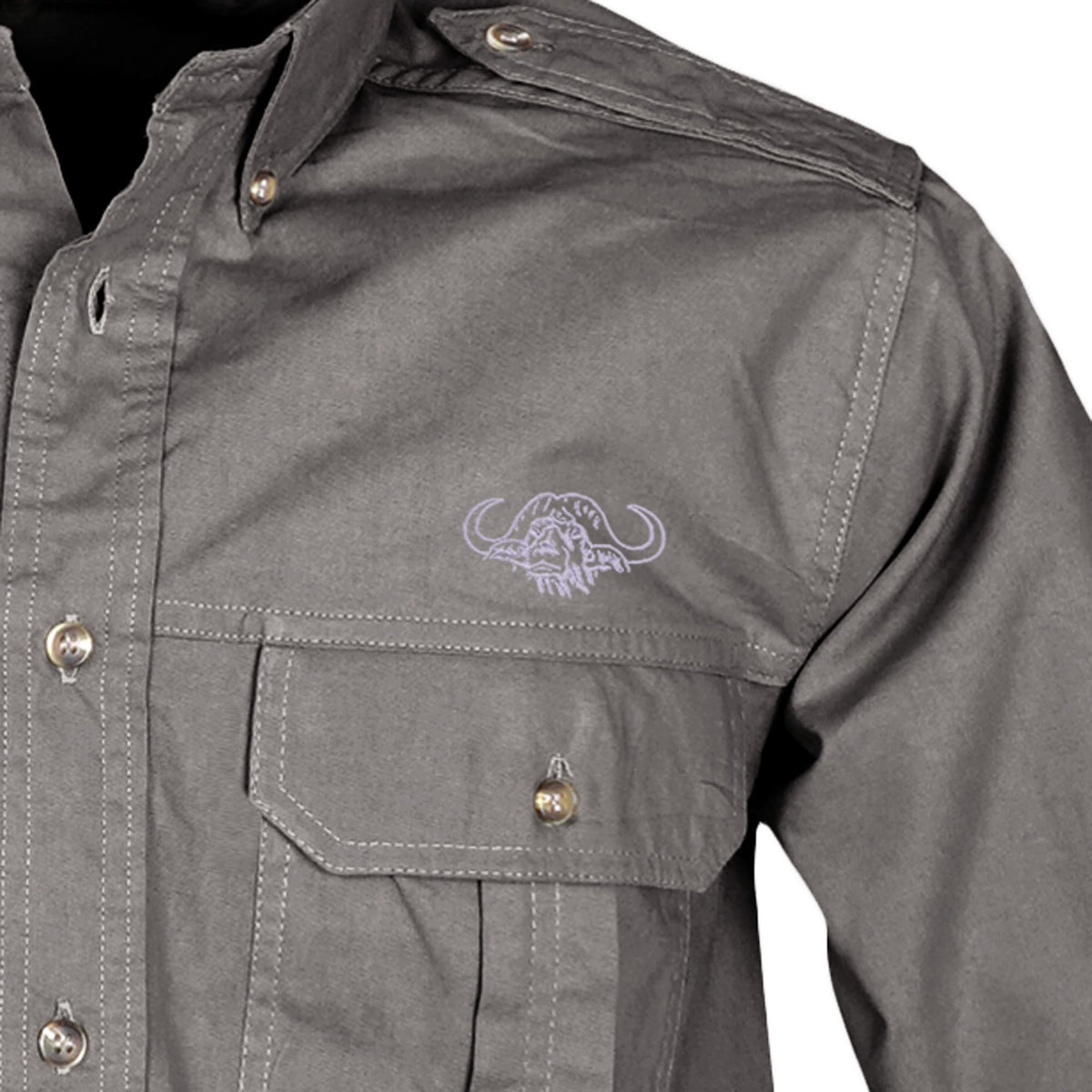 Shooter Shirt for Men with Embroidered Buffalo Logo - L/Sleeve