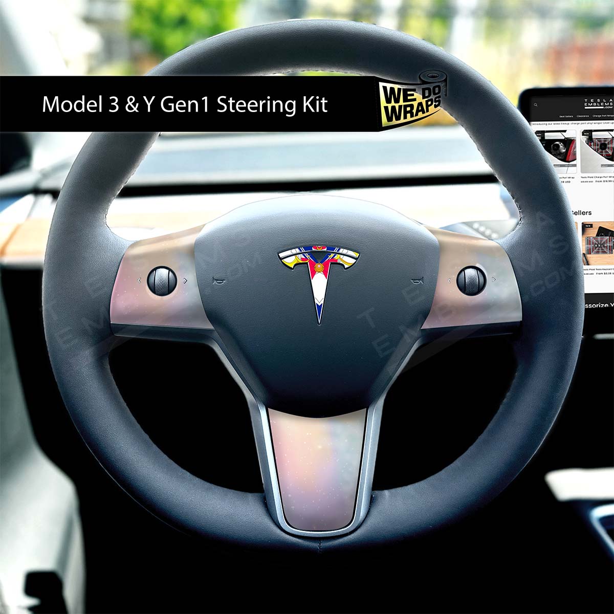 Sailor Moon Tesla Steering Wheel Wrap | M3 2017-Jan 2024