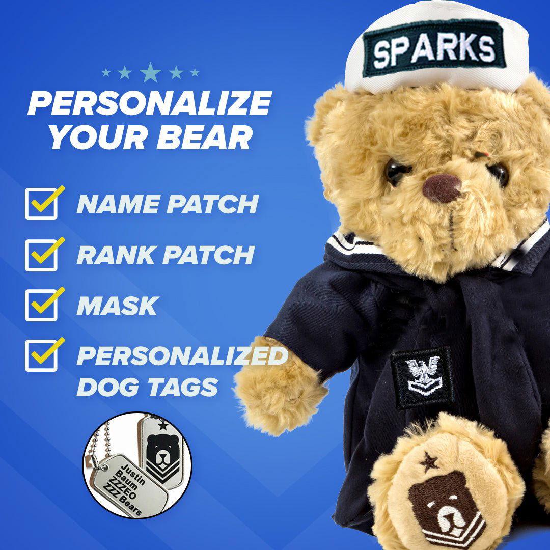 Sailor Sleeptight - Navy Teddy Bear with Storybook & Sleep System