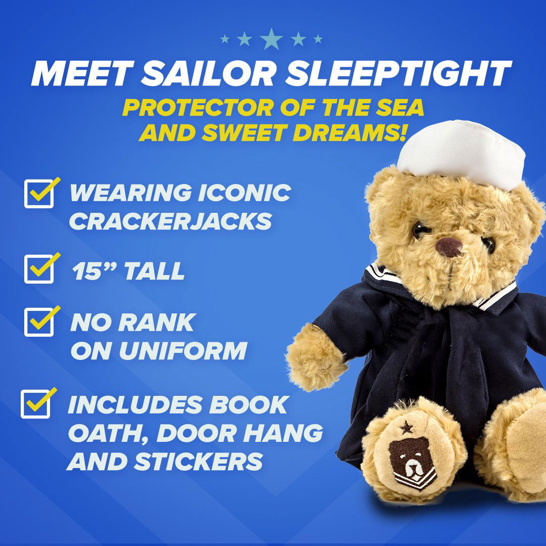 Sailor Sleeptight - Navy Teddy Bear with Storybook & Sleep System